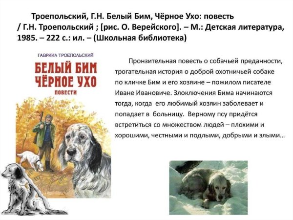 Книга г.н Троепольского белый Бим чёрное ухо