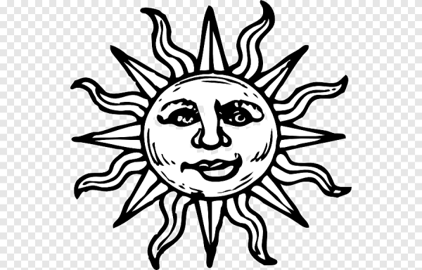 Солнце рисунок черно белый