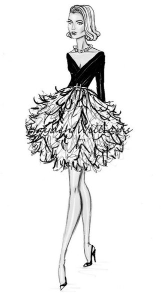 Эскиз девушки в платье