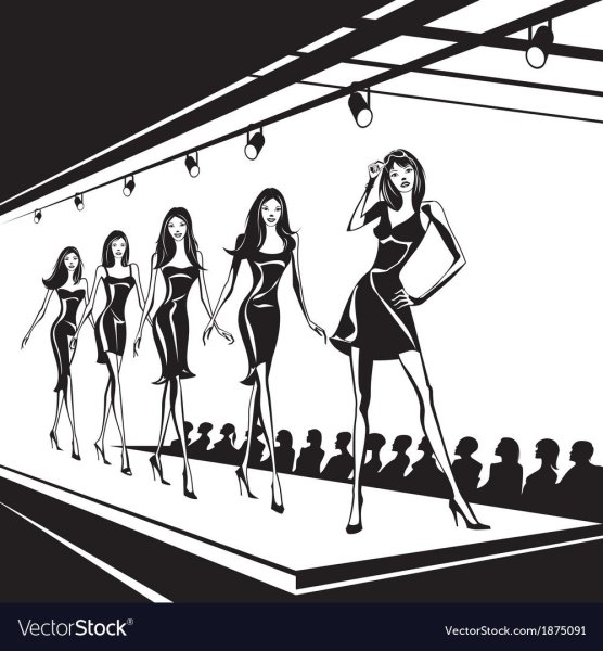 Модель на подиуме рисунок