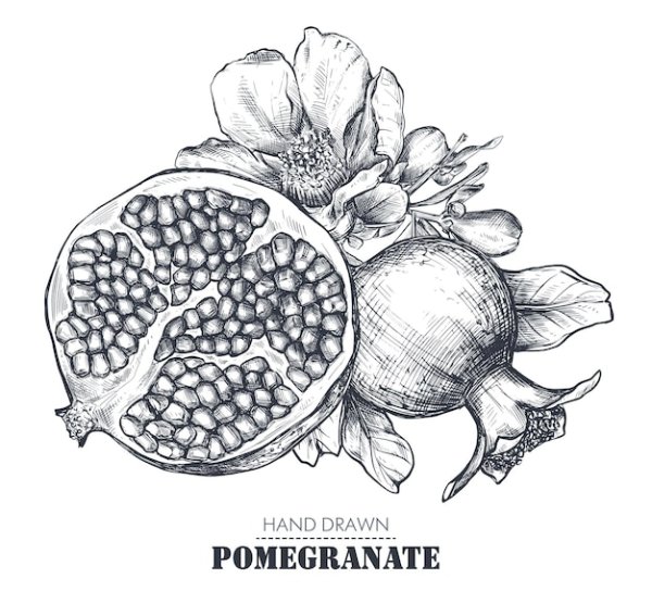 Эскиз граната фрукт