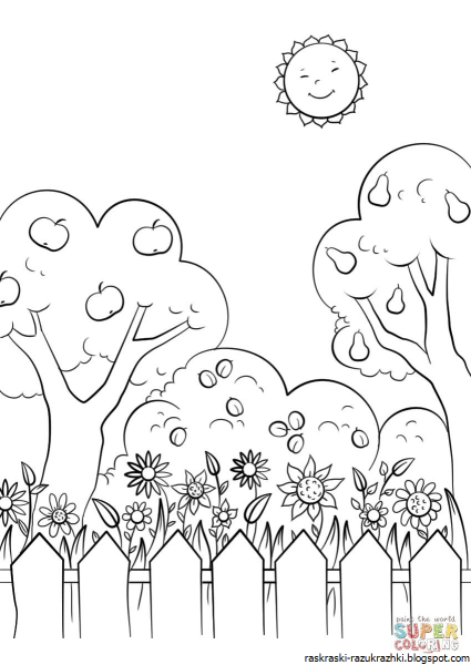 Сад раскраска для детей