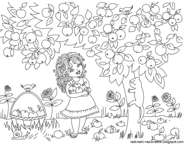 Сад раскраска для детей