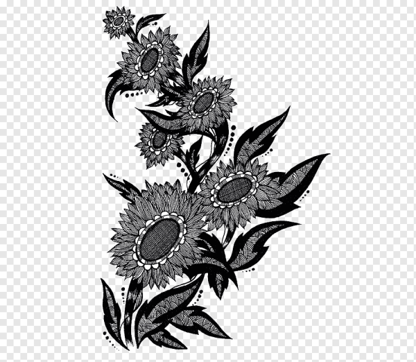 Контур цветок подсолнух