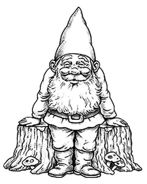 Новогодний Гном вектор чб
