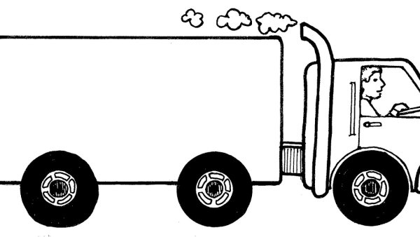 Грузовик с водителем раскраска для малышей