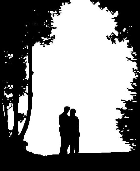 Силуэты влюбленных черно-белые