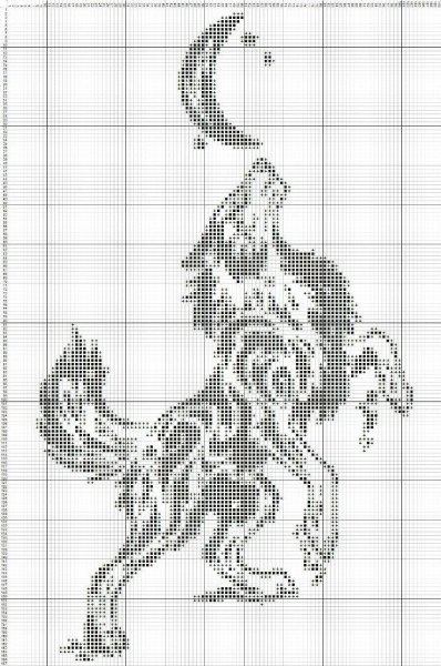 Монохромная вышивка крестом дракон