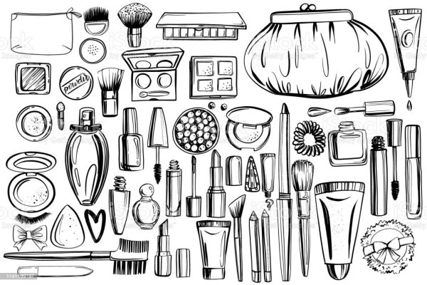 Стикеры черно белые косметика