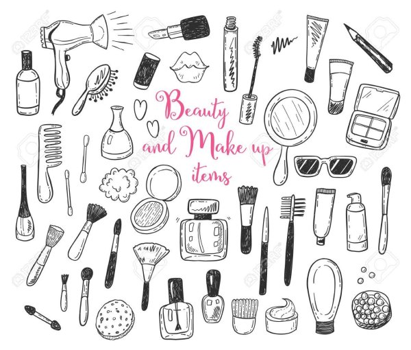 Стикеры косметика чб