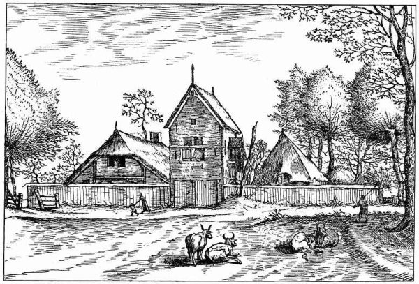 Графический пейзаж сельский