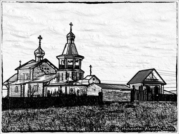 Домик в деревне карандашом