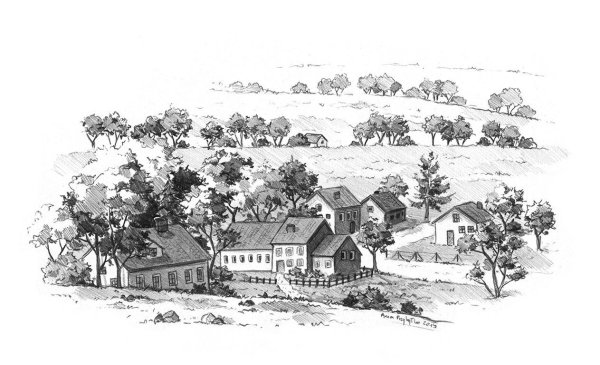 Сельская местность карандашом