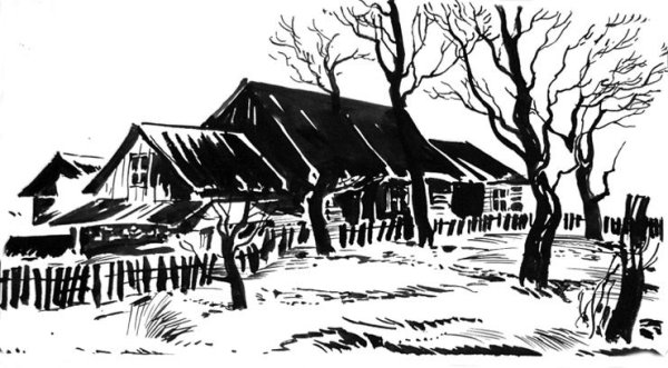 Деревня раскраска для детей