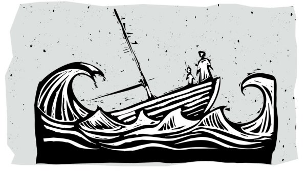 Волны на лодке нарисовать