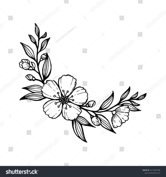 Веточка с цветочками эскиз