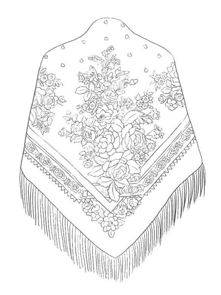 Павлопосадский платок раскраска