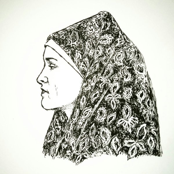 Женщина с платком скетч