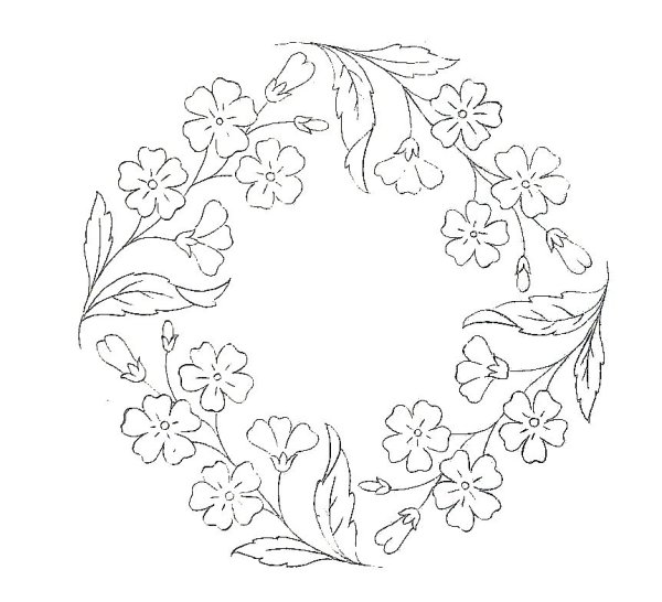 Цветочный орнамент для вышивки гладью