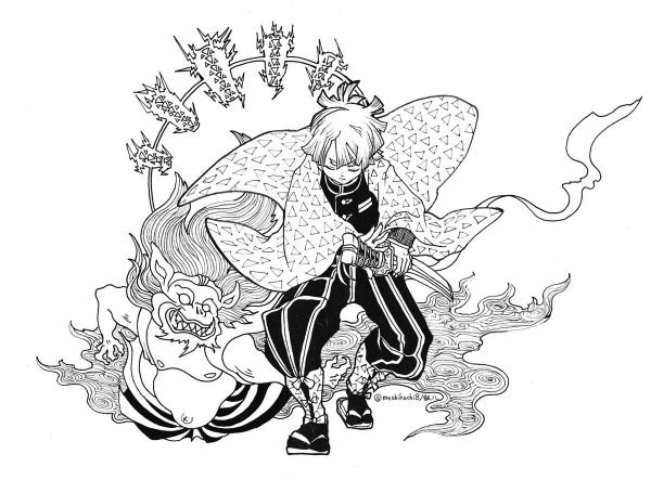 Клинок рассекающий демонов черно белый