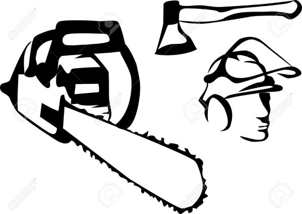 Бензопила и топор вектор логотип