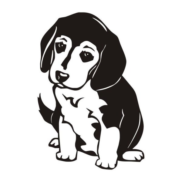 Щенок черно белый рисунок