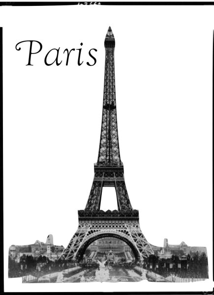 Картина Эйфелевой башни черно белая