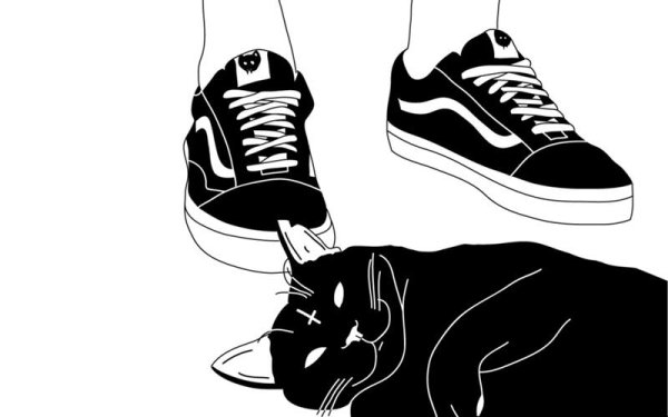 Кроссовок черно белый