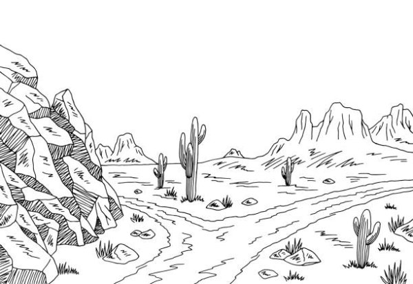 Раскраска гора в пустыне
