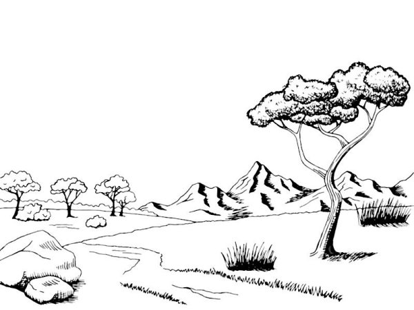 Раскраска Африканский пейзаж