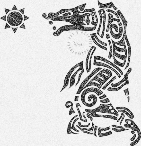 Кельто скандинавские узоры Фенрир