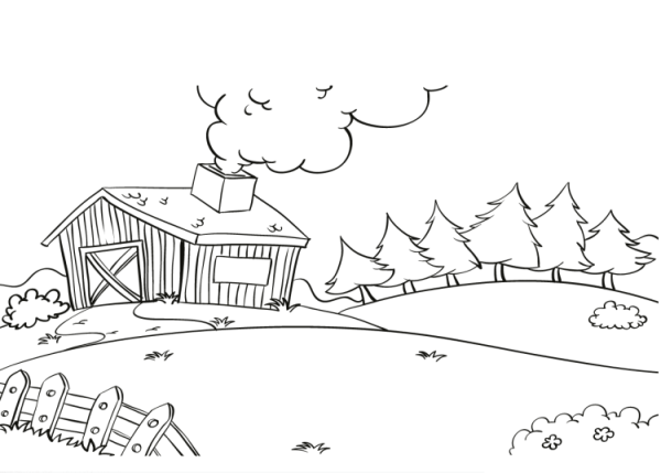 Двор для детей черно белая