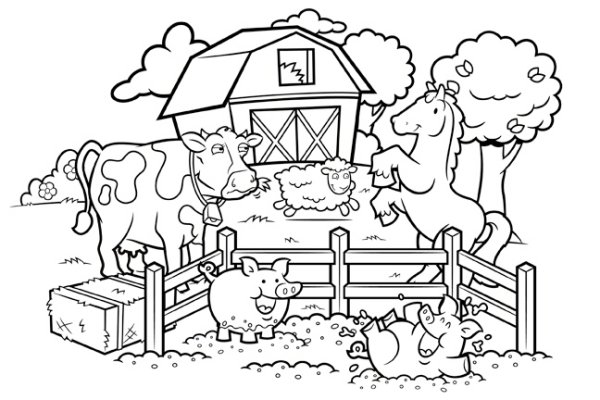 Раскраска животные на ферме