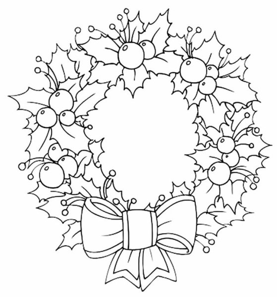 Рождественский венок раскраска