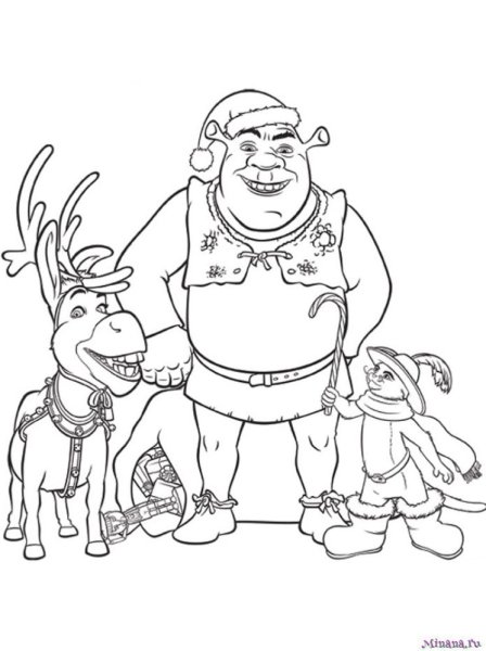 Шрек раскраска
