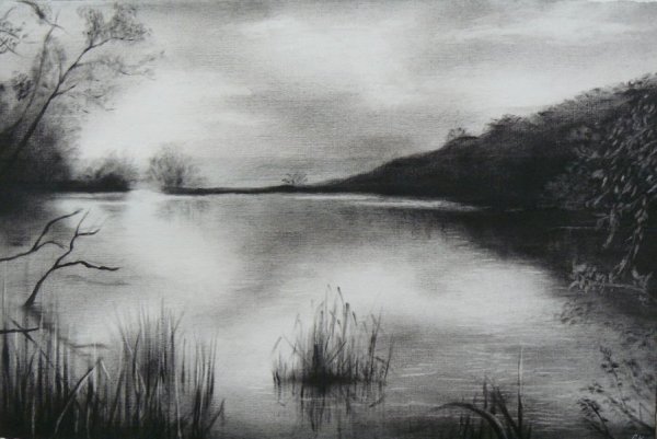 Пейзаж в технике гризайль