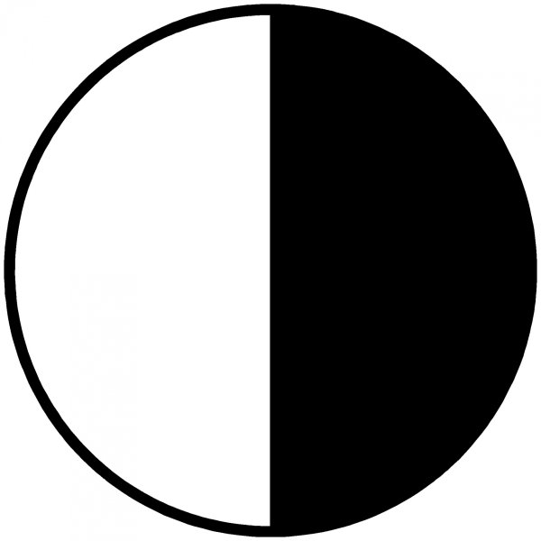 Круг наполовину черный наполовину белый