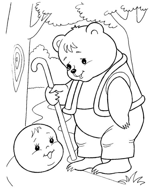 Герои сказки Колобок раскраска