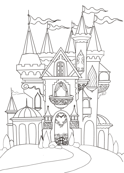 Карандашом контур замок