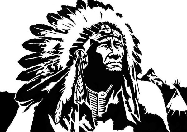 Индеец черно белый