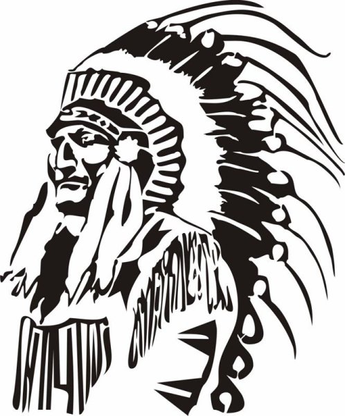 Профиль индейца трафарет