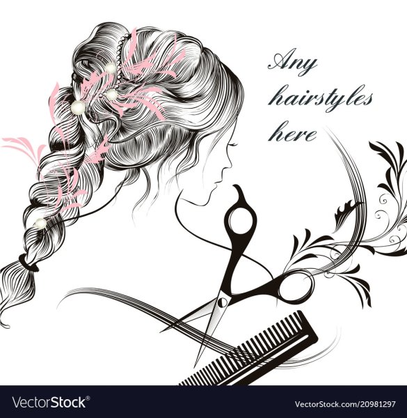 Локон волос с ножницами