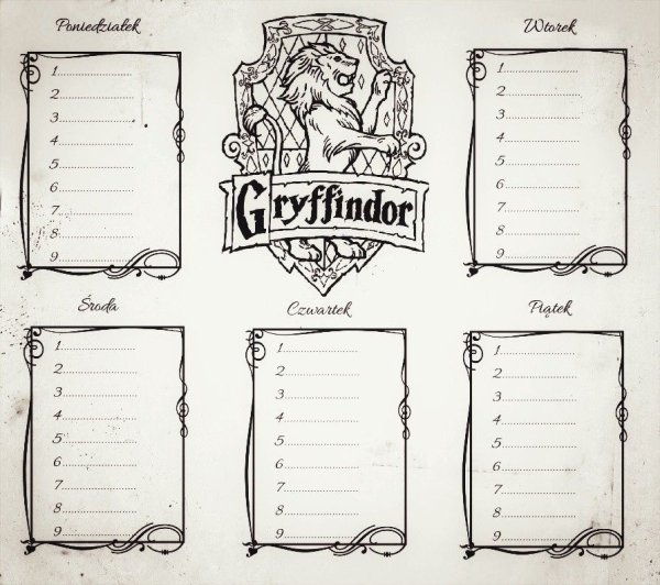 Расписание в стиле Гарри Поттера