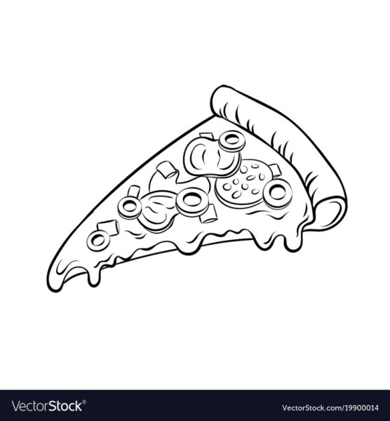 Пицца для рисования черно белая