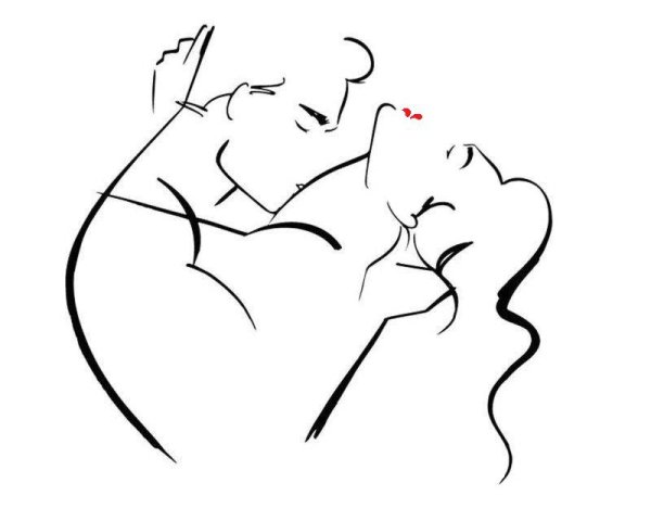 Поцелуй набросок контур