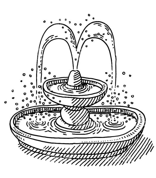 Фонтан карандашом