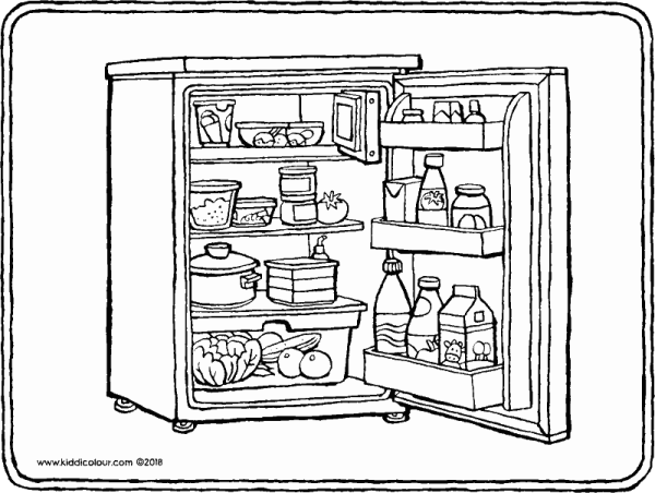 Открытый холодильник раскраска для детей