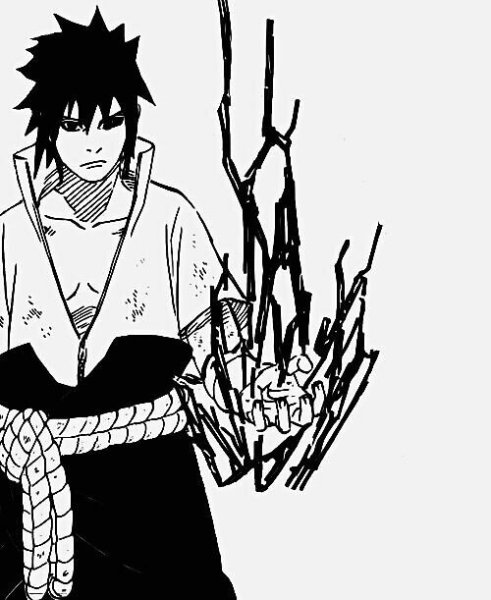 Саске Учиха черно белый