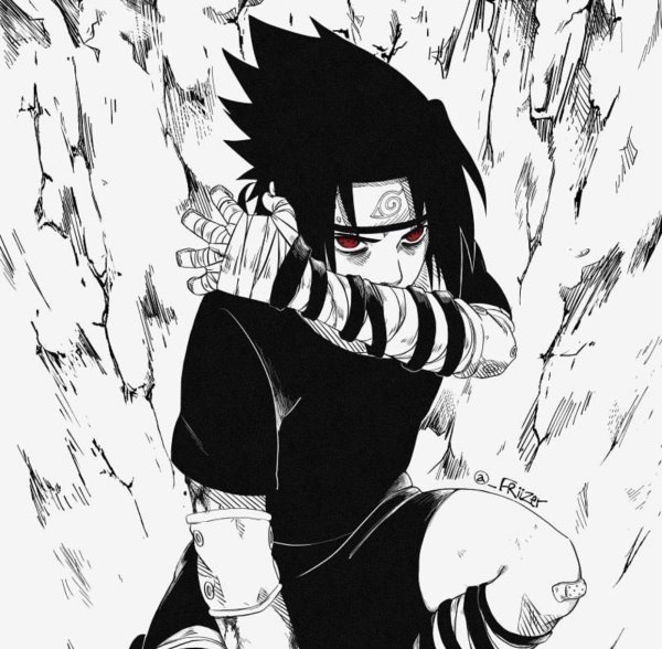 Саске Учиха чёрно белый