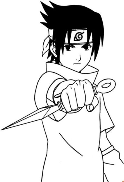 Саске в полный рост карандашом